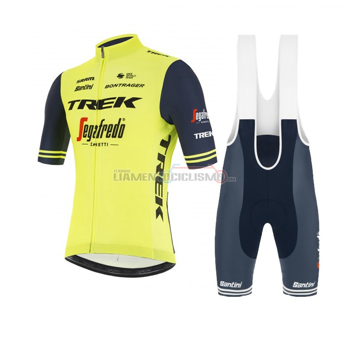 Abbigliamento Ciclismo Trek Segafredo Manica Corta 2021 Giallo Scuro Blu